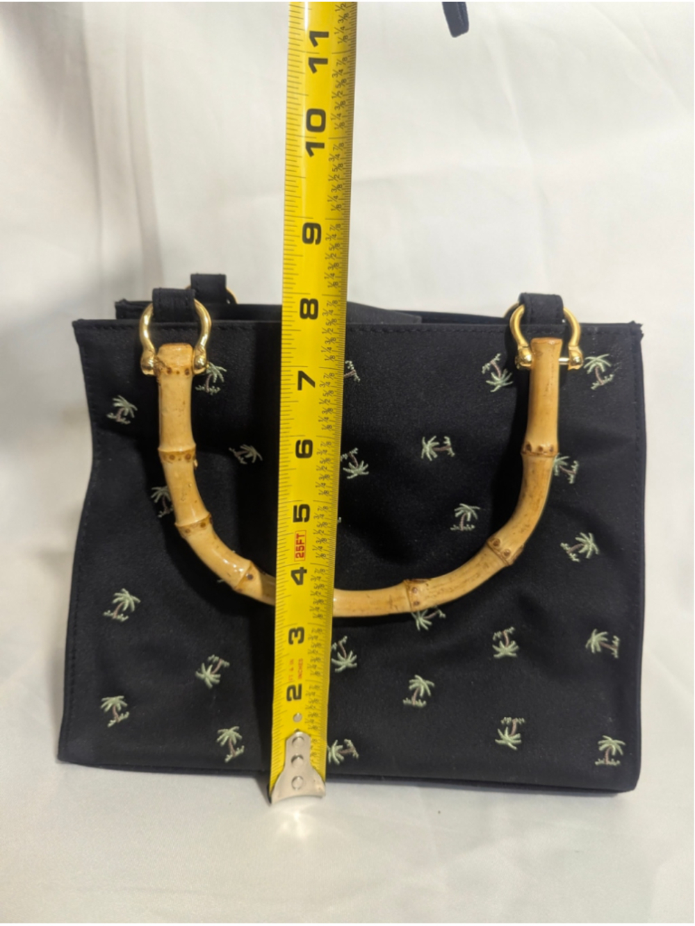 Tianni Mini Tote Bag Bamboo Handle Palm Tree - Picture 10 of 11